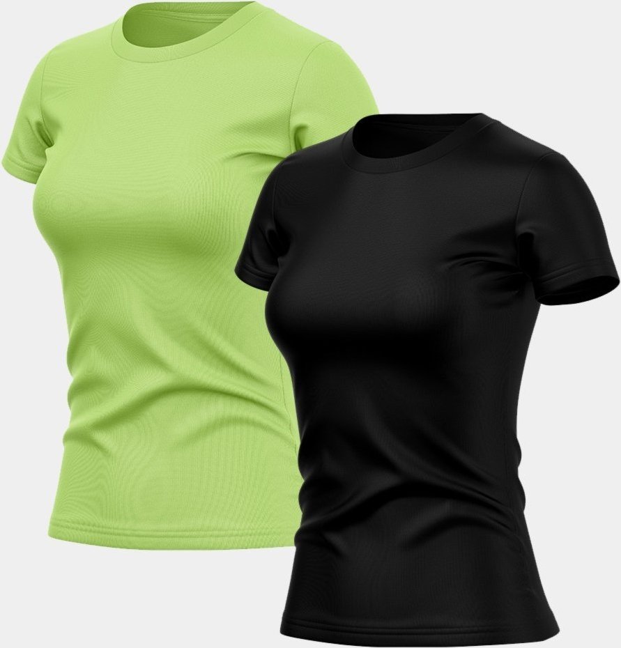 Imagem principal Kit 2 Camisetas Manga Curta Feminina Dry Básica Lisa Proteção Solar UV Térmica Blusa Academia Esporte Camisa Colorido ADRIBEN multicolorido ADRIBEN multicolorido