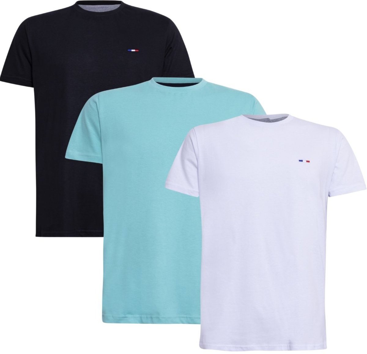 Imagem principal Kit 3 Peças Camisetas Vih Triny Básicas Masculina em Algodão Premium no Estilo Tommy Bordado França azul Vih Triny azul