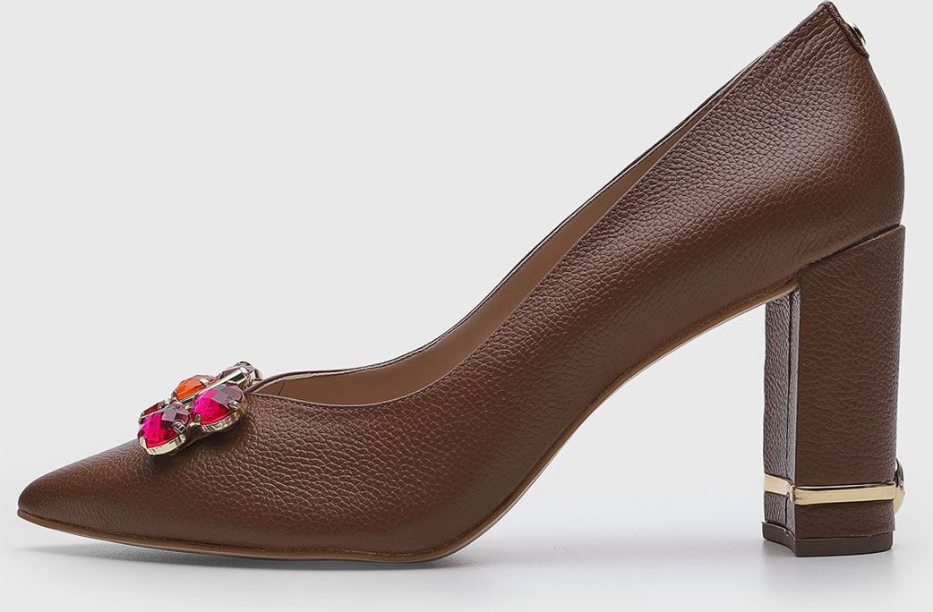 Imagem principal Scarpin Feminino Jorge Bischoff Bico Fino Pedrarias marrom Jorge Bischoff marrom