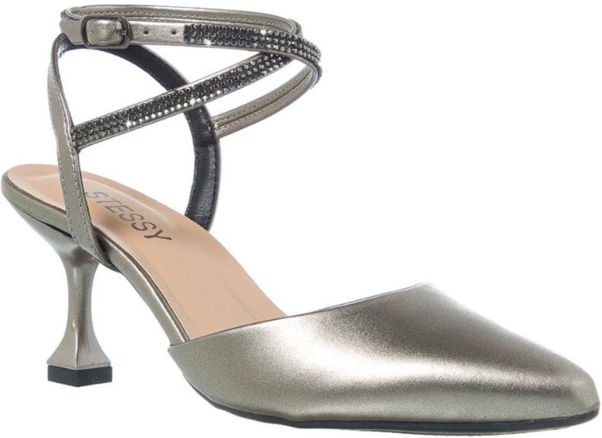 Imagem principal Scarpin Feminino Salto Baixo Taça Brilho Bico Fino Elegante Velho Stessy Shoes prata Stessy Shoes prata