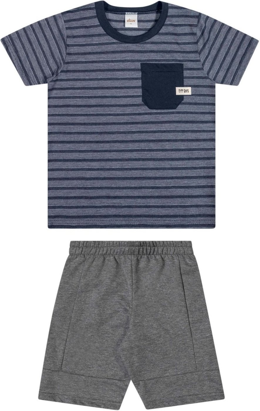 Imagem principal Infantil - Conjunto Menino Malha Rajada Elian azul Elian azul