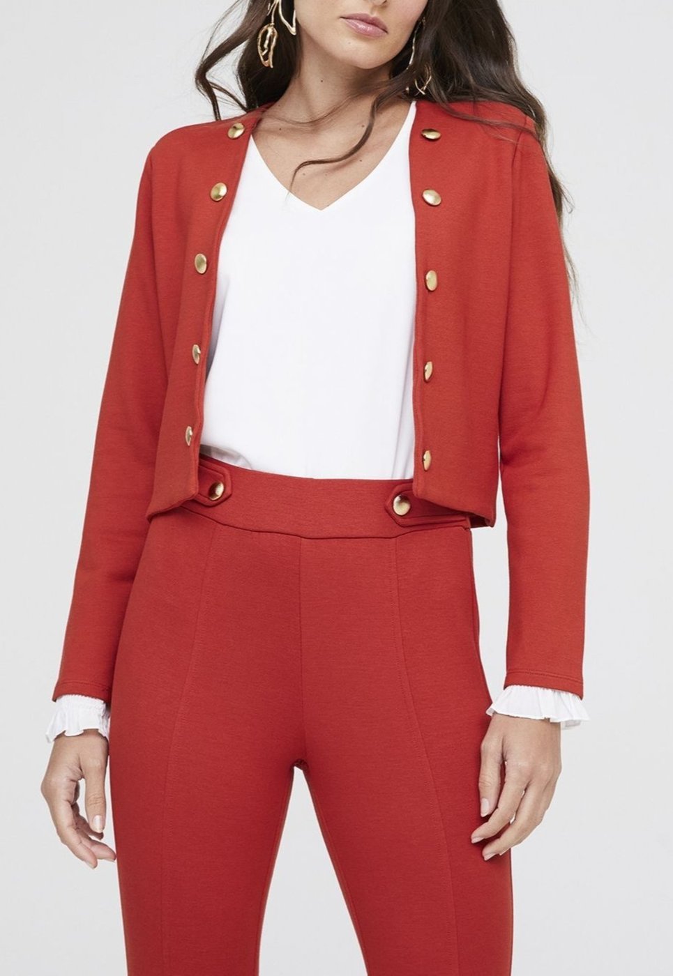 Imagem principal Casaco Cropped Traymon Com Botões Terroso vermelho Traymon vermelho