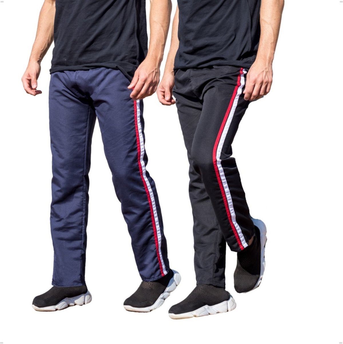 Imagem principal Kit 2 Calças Tactel Masculina Treino Academia Bolso Traseira azul/azul marinho/multicolorido/preto azul/azul marinho/multicolorido/preto