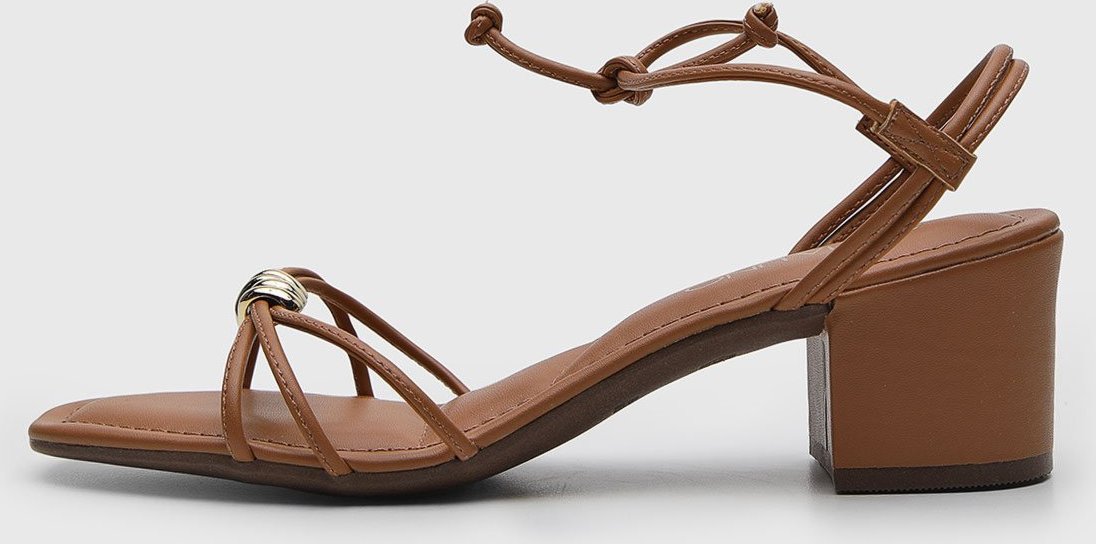 Sandália Feminina VIA UNO Salto Bloco Amarração