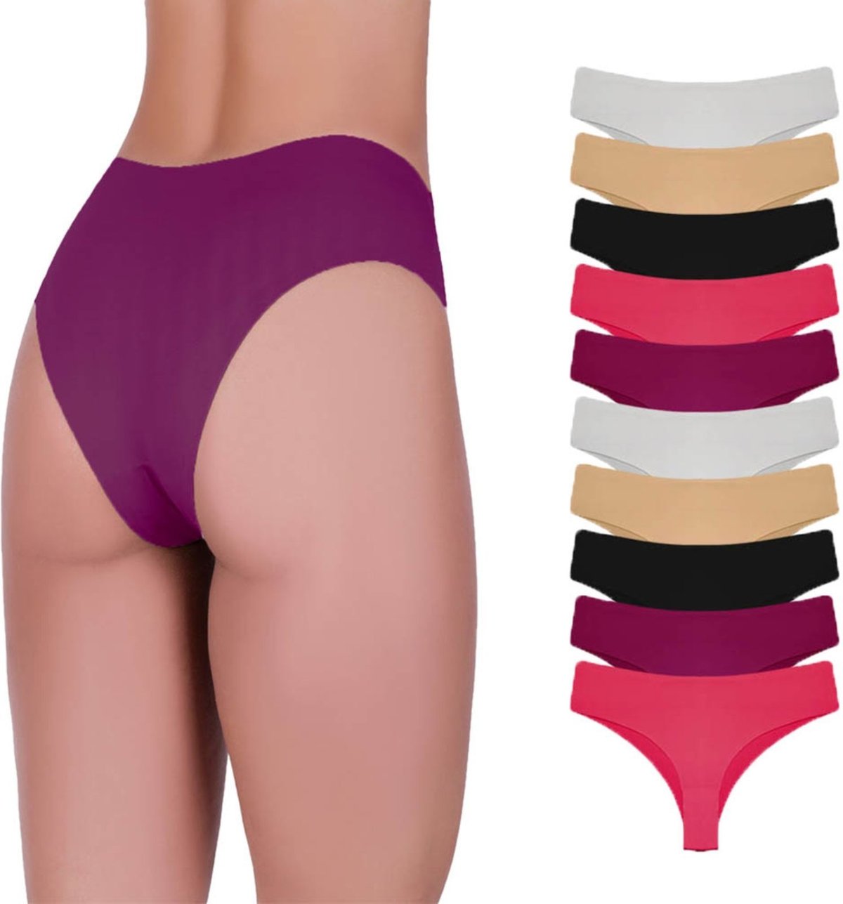 Imagem principal Kit 10 Calcinhas Tanga Corte A Laser Microfibra Sortida Colorido QLC SPORT multicolorido QLC SPORT multicolorido