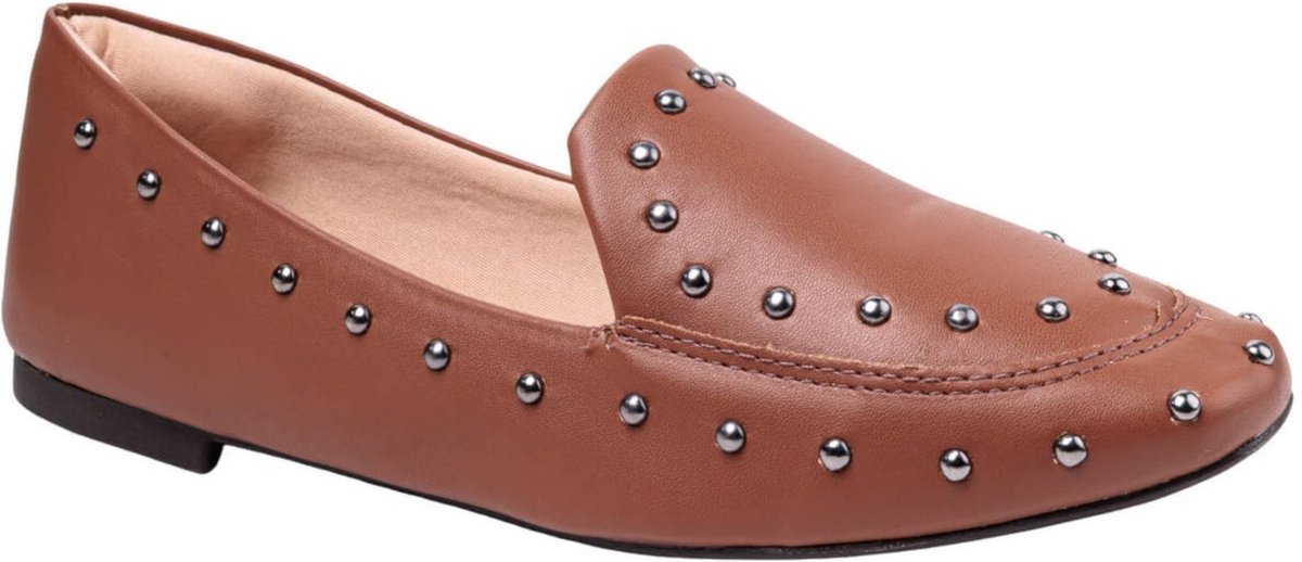 Sapatilha Mocassim Feminino Loafer Slipper Com Tachas Casual Confortável Via Angel 9303