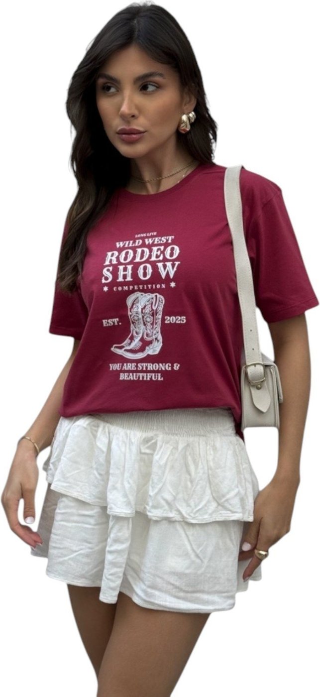 Camiseta Feminina Cianitas Cereja Estampa Rodeo Show
