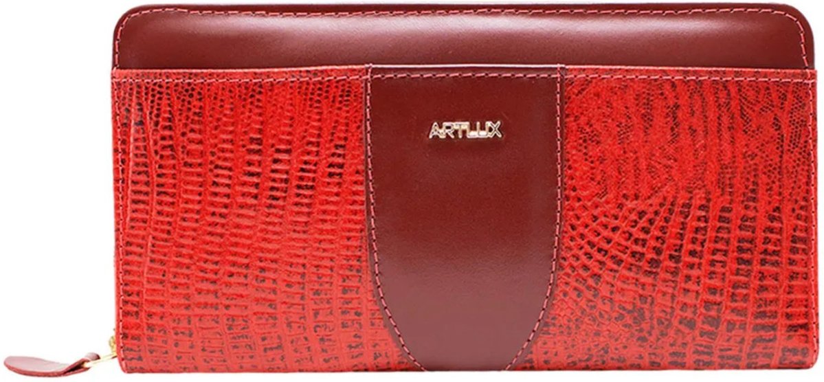 Imagem principal Carteira Anti Furto com Zíper Feminina em Couro Artlux 351 Escuro vermelho Artlux vermelho