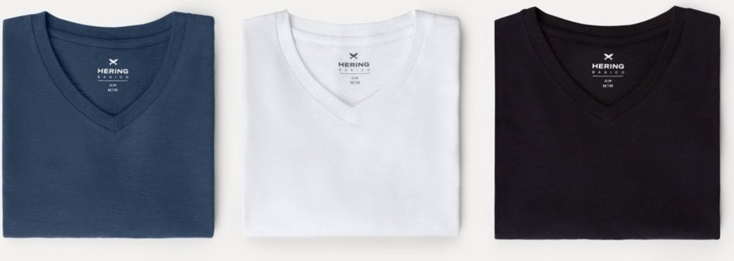 Imagem principal Kit Com 3 Camisetas Masculinas Básicas Slim Gola V Hering multicolorido Hering multicolorido