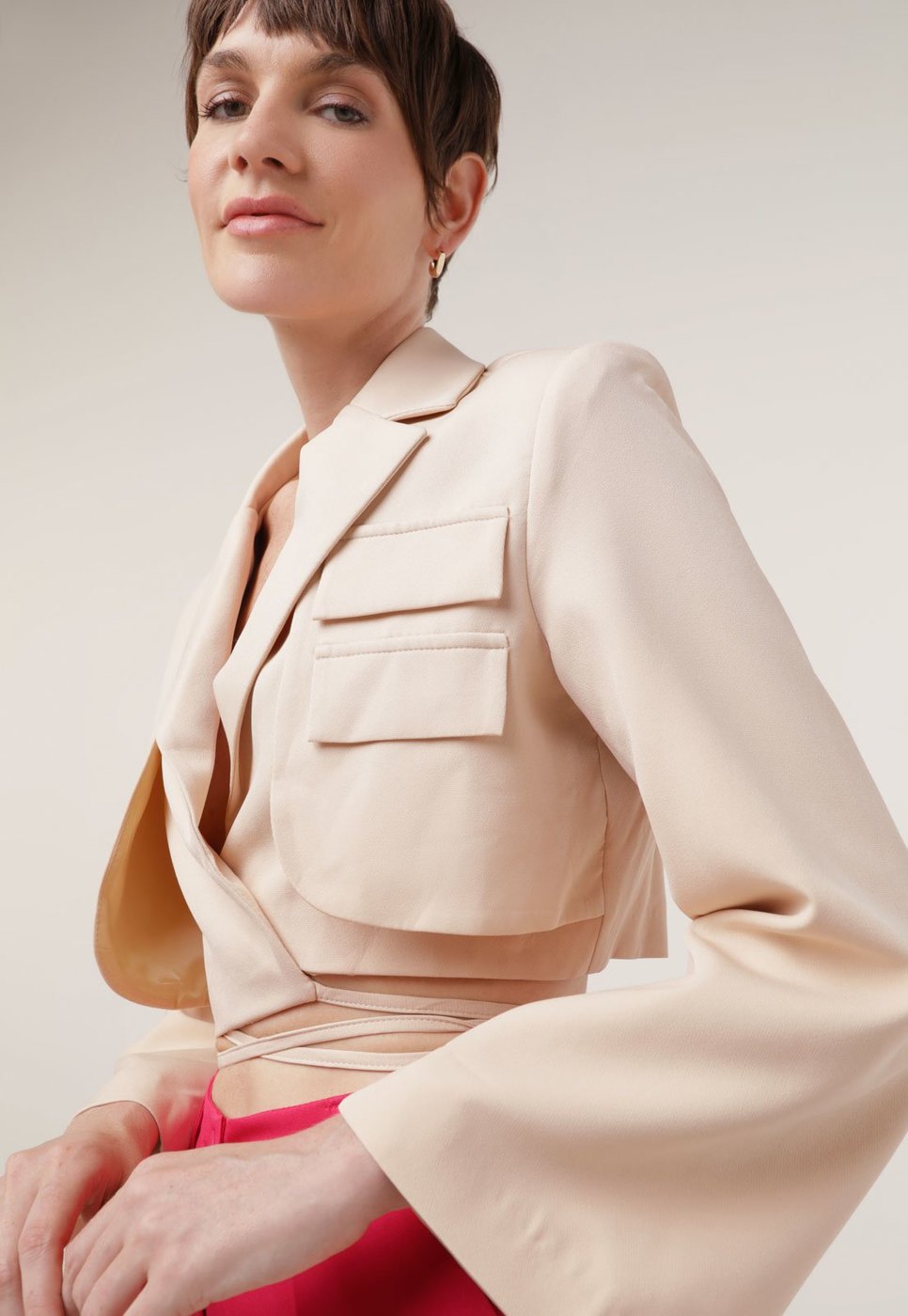 Blazer Cropped Trendyol Collection Amarração