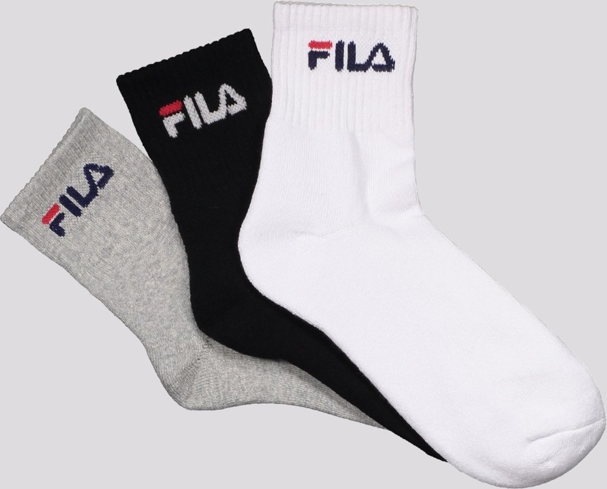 Kit Meia Fila 3 Pares Cano Médio Cinza Branca e Preta