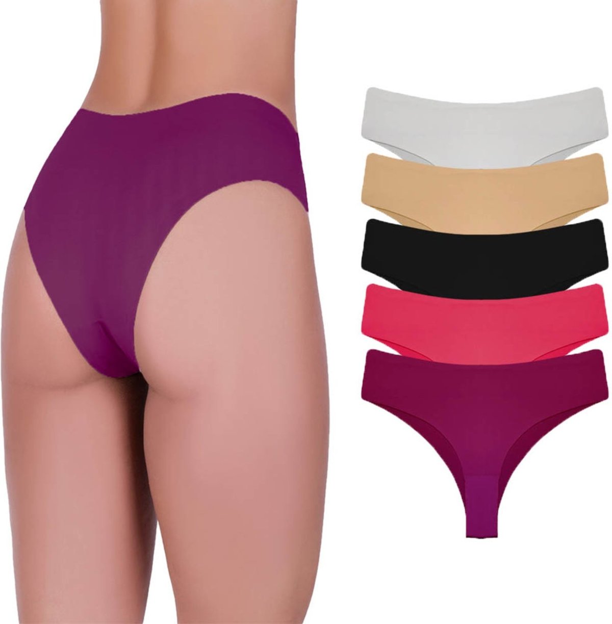 Imagem principal Kit 5 Calcinhas Tanga Corte A Laser Microfibra Sortida Colorido QLC SPORT multicolorido QLC SPORT multicolorido