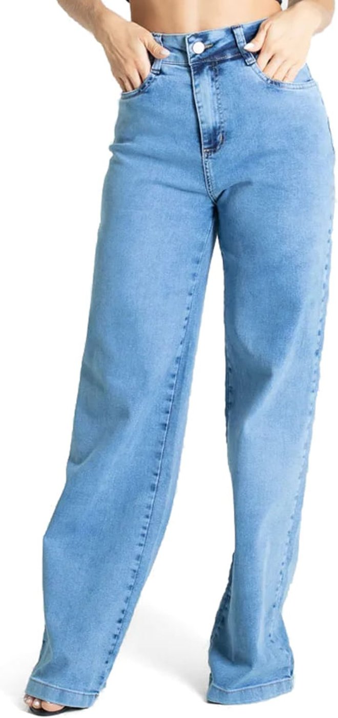 Calça Jeans Feminina Sawary Wide Leg