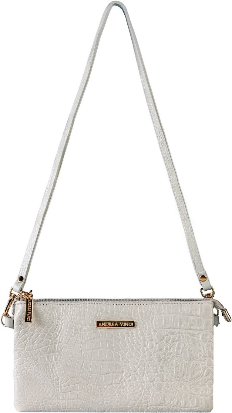 Imagem principal Bolsa transversal pequena de couro croco Tayná - Marfim Andrea Vinci bege Andrea Vinci bege