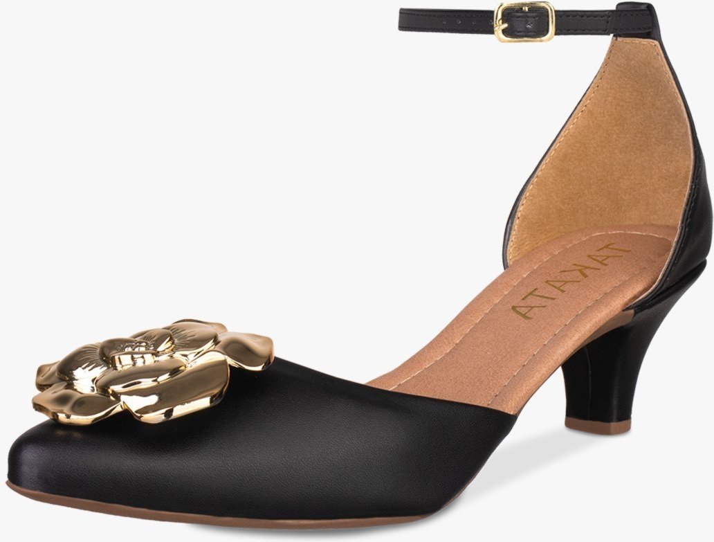 Imagem principal Scarpin Feminino Takata Salto Baixo Fino Salomé Sapato Boneca Flor Sintético TAKATA BY RAFAEL TAKATA preto TAKATA BY RAFAEL TAKATA preto