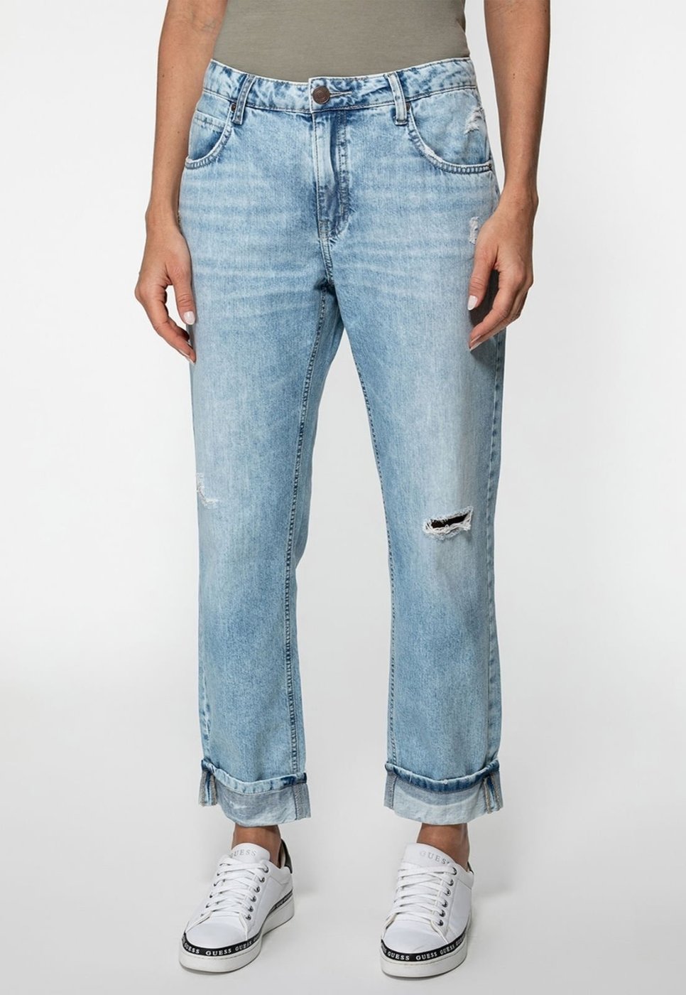 Calça Jeans Guess Boyfriend Azul Claro