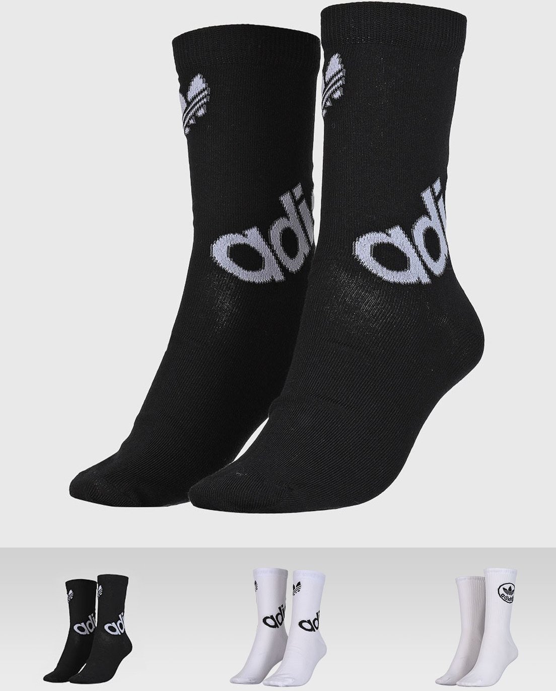 Kit 3 Pares de Meias Unissex Adidas Originals Linear Cano Alto Preta