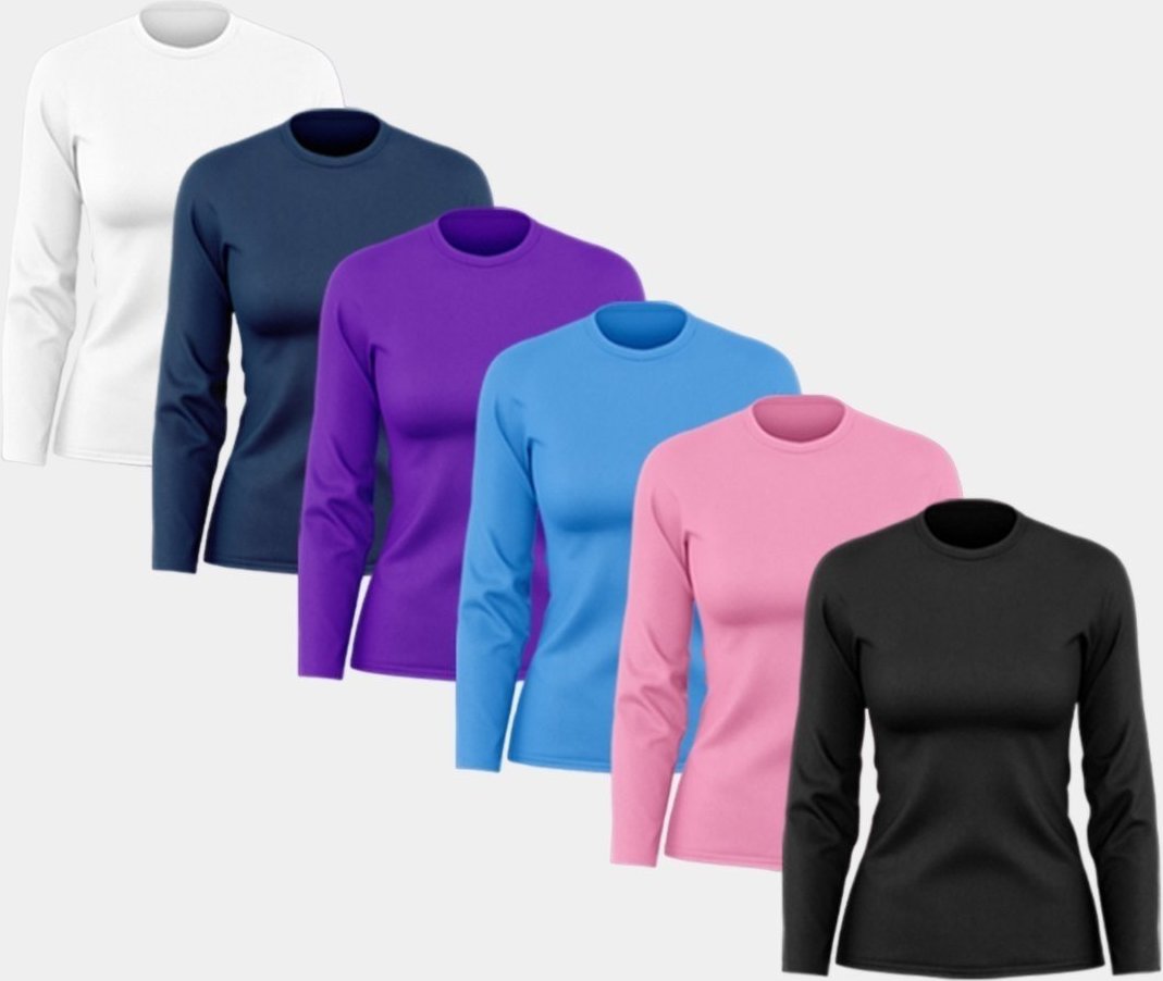 Imagem principal Kit 6 Camisetas Feminina Manga Longa Dry Fit Básica Lisa Proteção Solar UV Térmica Blusa Academia Esporte Praia ADRIBEN multicolorido ADRIBEN multicolorido