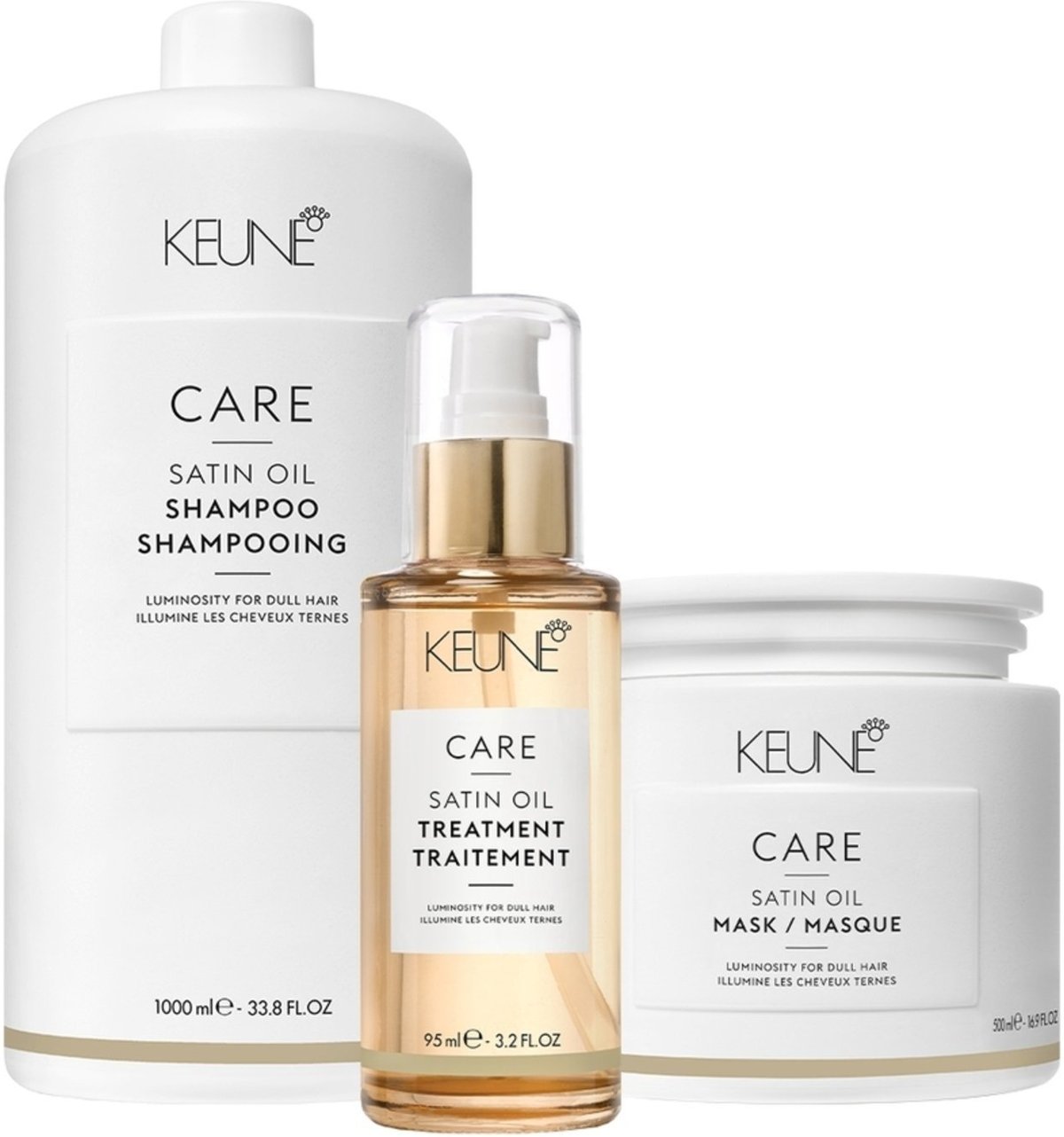 Kit Keune Care Satin Oil Shampoo Litro Máscara G e Satin Oil (3 produtos)