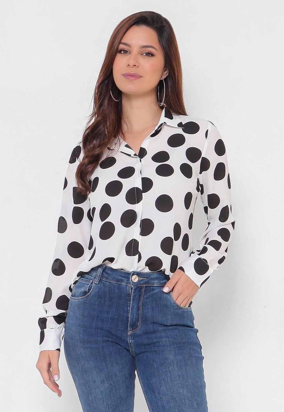 Imagem principal Camisa Intens Manga Longa Crepe Poá branco Intens branco