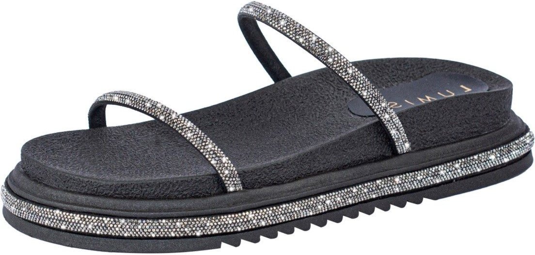 Papete Feminina Sandália Strass Lumiss Confortável Brilho Crital Flatform Plataforma