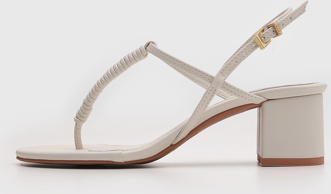 Sandália Feminina Santa Lolla Salto Bloco Tiras Torcidas Off-White