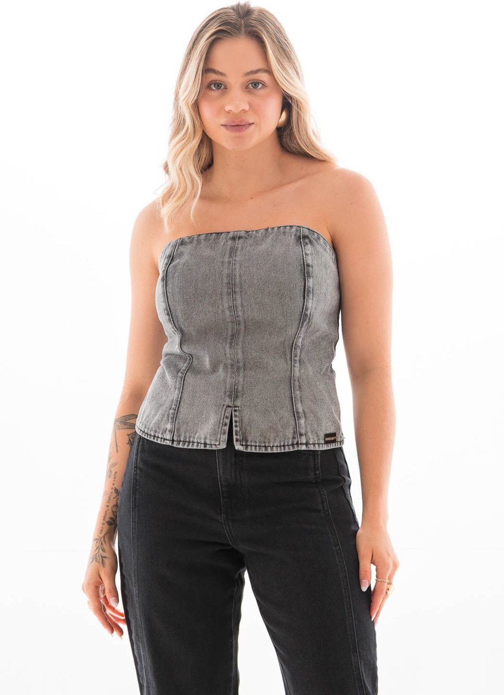 Imagem principal Top Corset Jeans Feminino Arauto Black preto black preto black