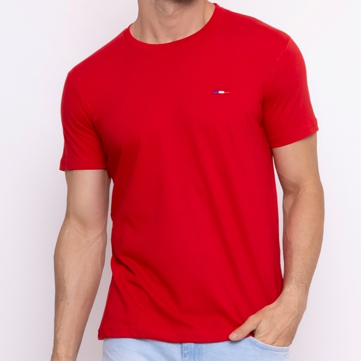 Imagem principal Camiseta Masculina Básica Vih Triny com Bordado no Estilo Tommy Algodão Premium França branco Vih Triny branco
