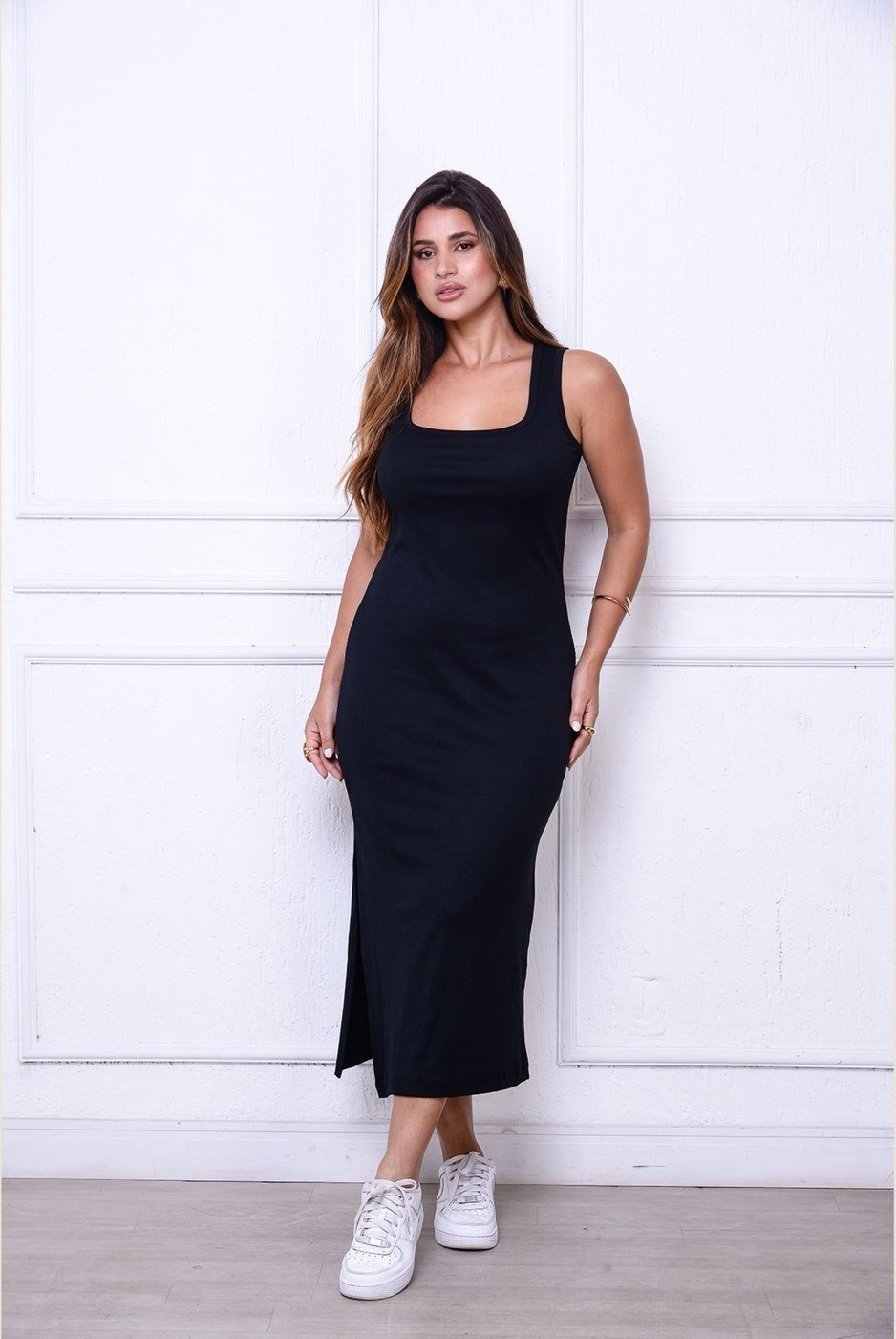 Vestido Joice BBonnie - Midi Canelado em Ribana