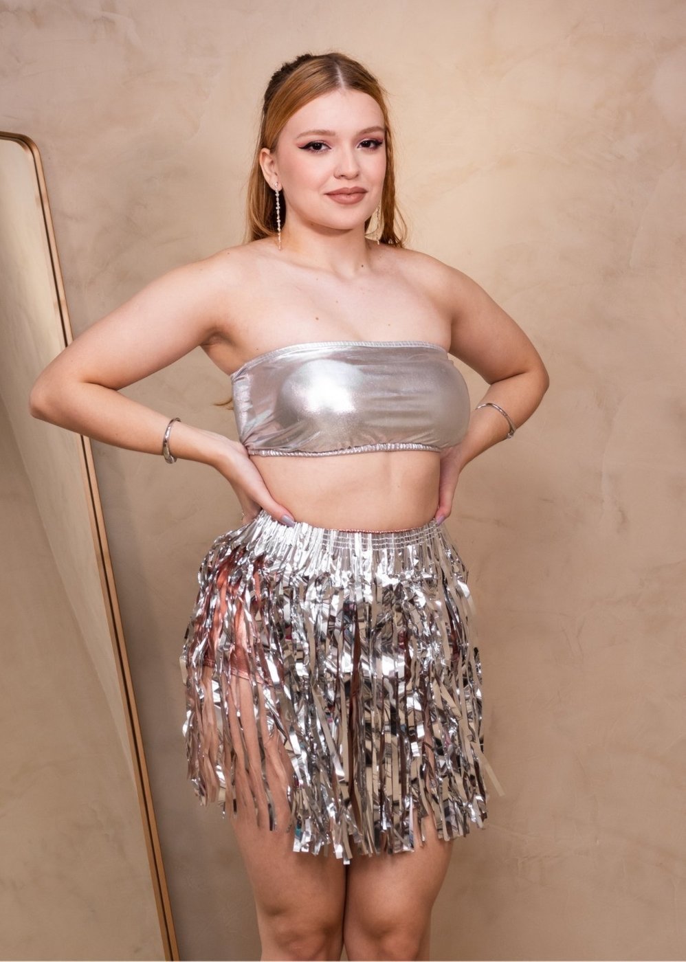 Conjunto Top e Saia fita metalizado Jully Cia do Vestido