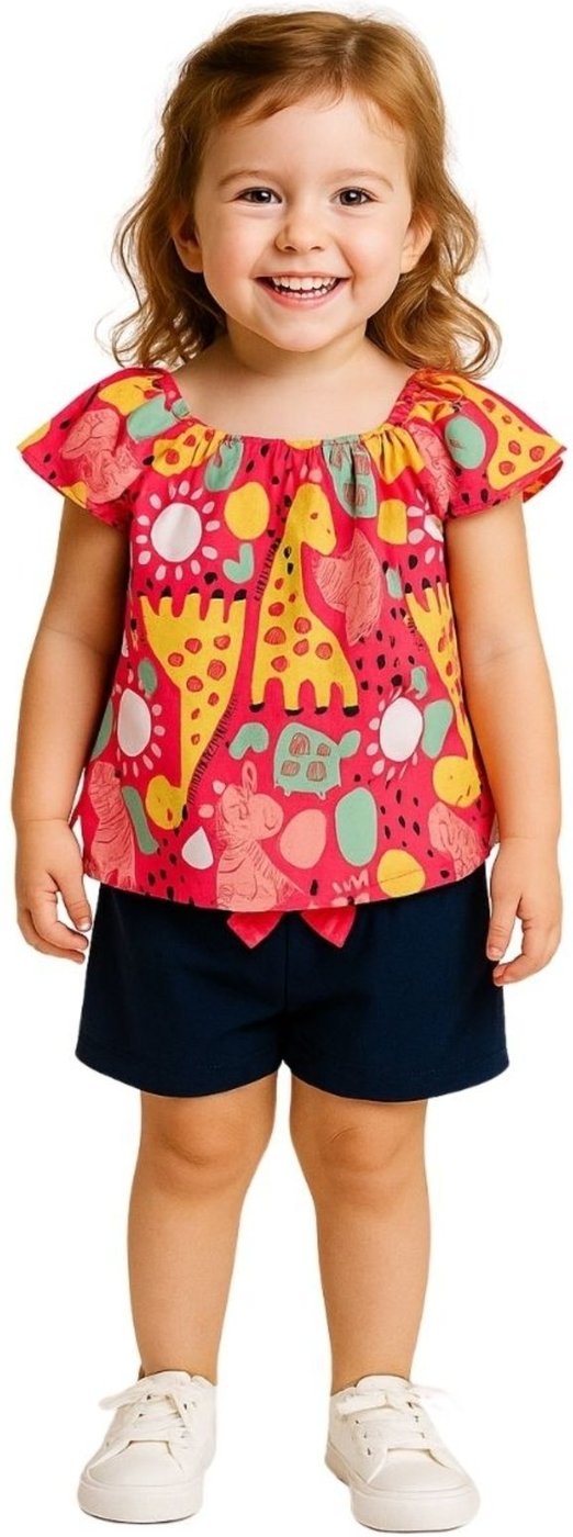 Infantil - Conjunto 2pçs Manga Curta Kyly Animais Elefante e Girafas Choque