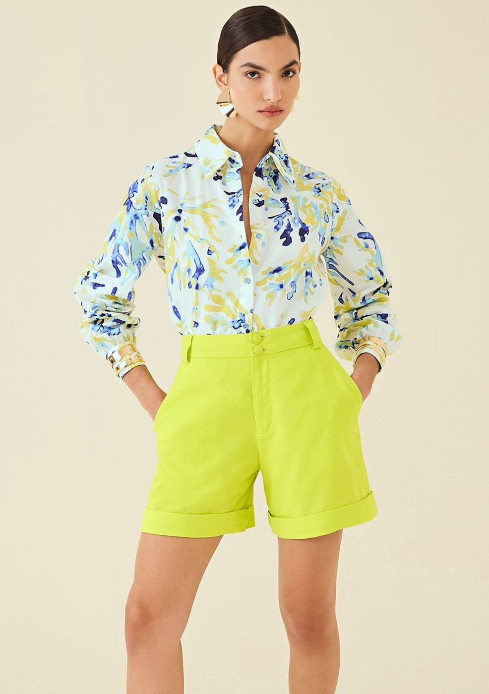 Shorts Maria Valentina Alfaiataria Bolso-Faca