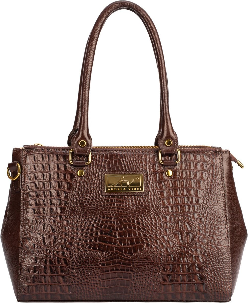 Imagem principal Bolsa de couro croco grande com divisórias Toffee - Café Andrea Vinci vermelho Andrea Vinci vermelho