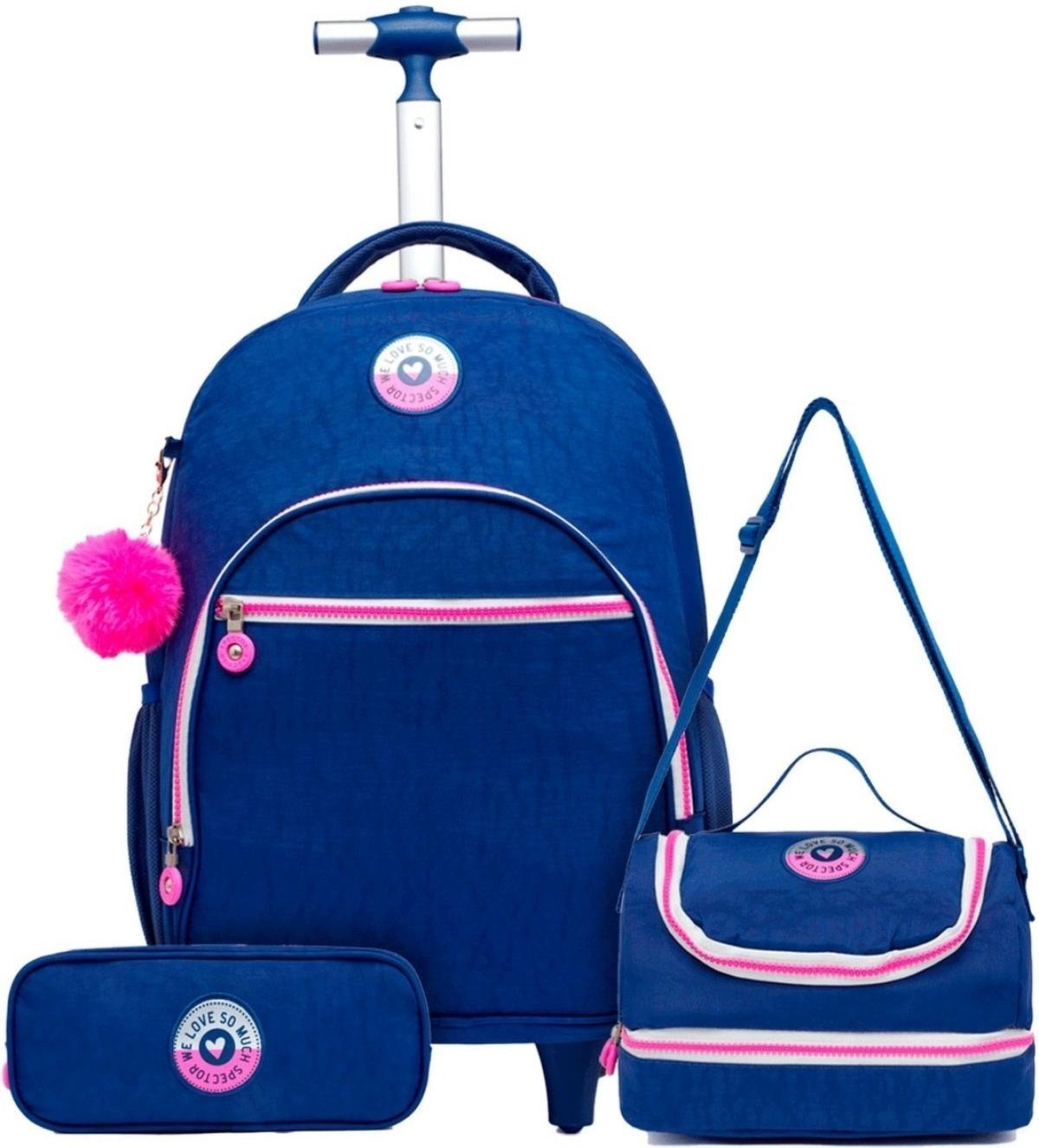 Imagem principal Infantil - Kit Mochila Rodinha Spector Reforçada Lancheira Térmica Estojo Escolar azul Spector azul