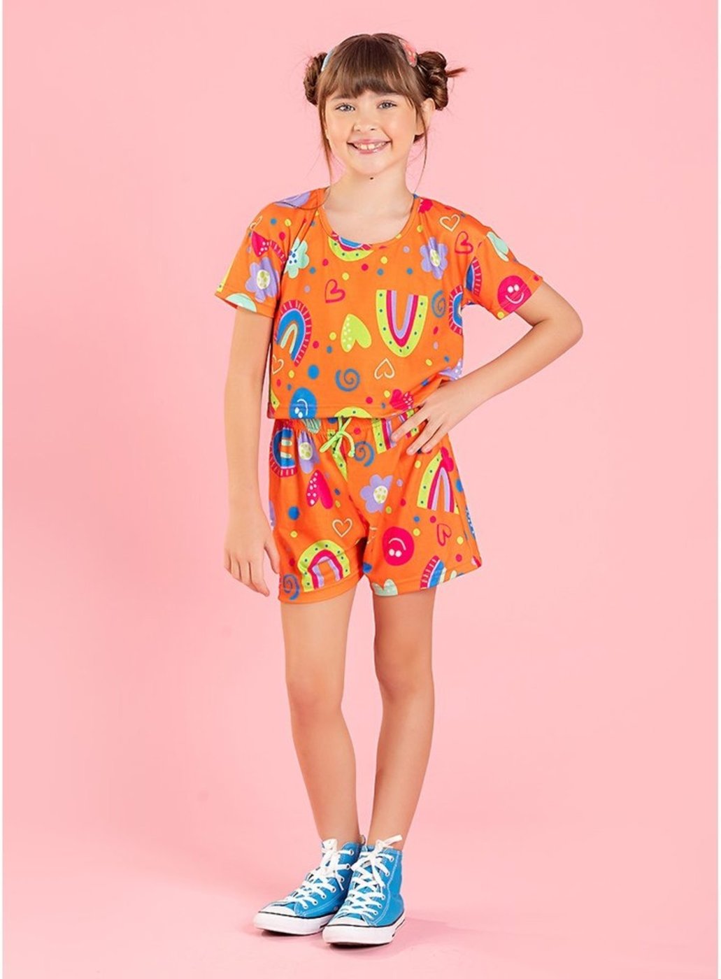 Imagem principal Infantil - Conjunto Verão Menina Vitamina Cropped e Shorts Com Cadarço Molekada laranja Molekada laranja
