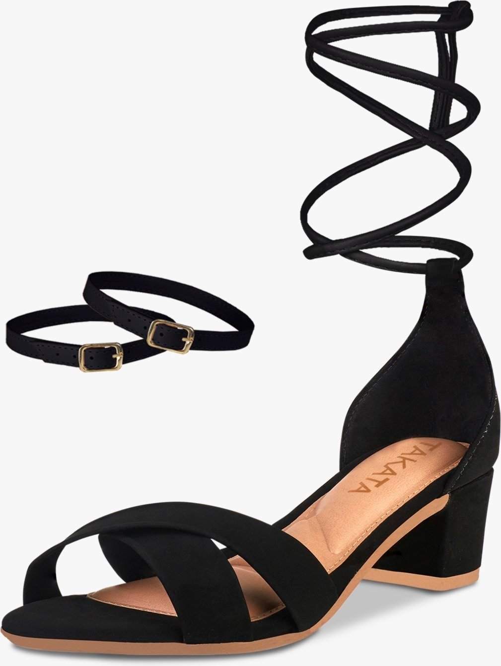 Imagem principal Sandália Feminina Salto Bloco Grosso Quadrado Baixo Tira Cruzada Amarração Nobuck TAKATA BY RAFAEL TAKATA preto TAKATA BY RAFAEL TAKATA preto