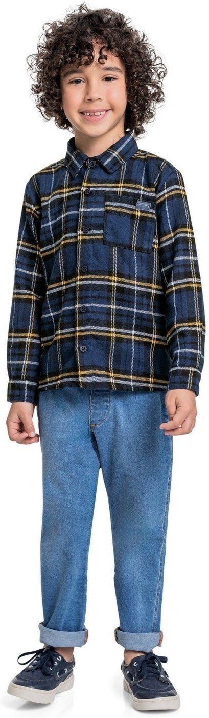 Imagem principal Infantil - Camisa Manga Longa Xadrez para Menino Quimby azul marinho Quimby azul marinho