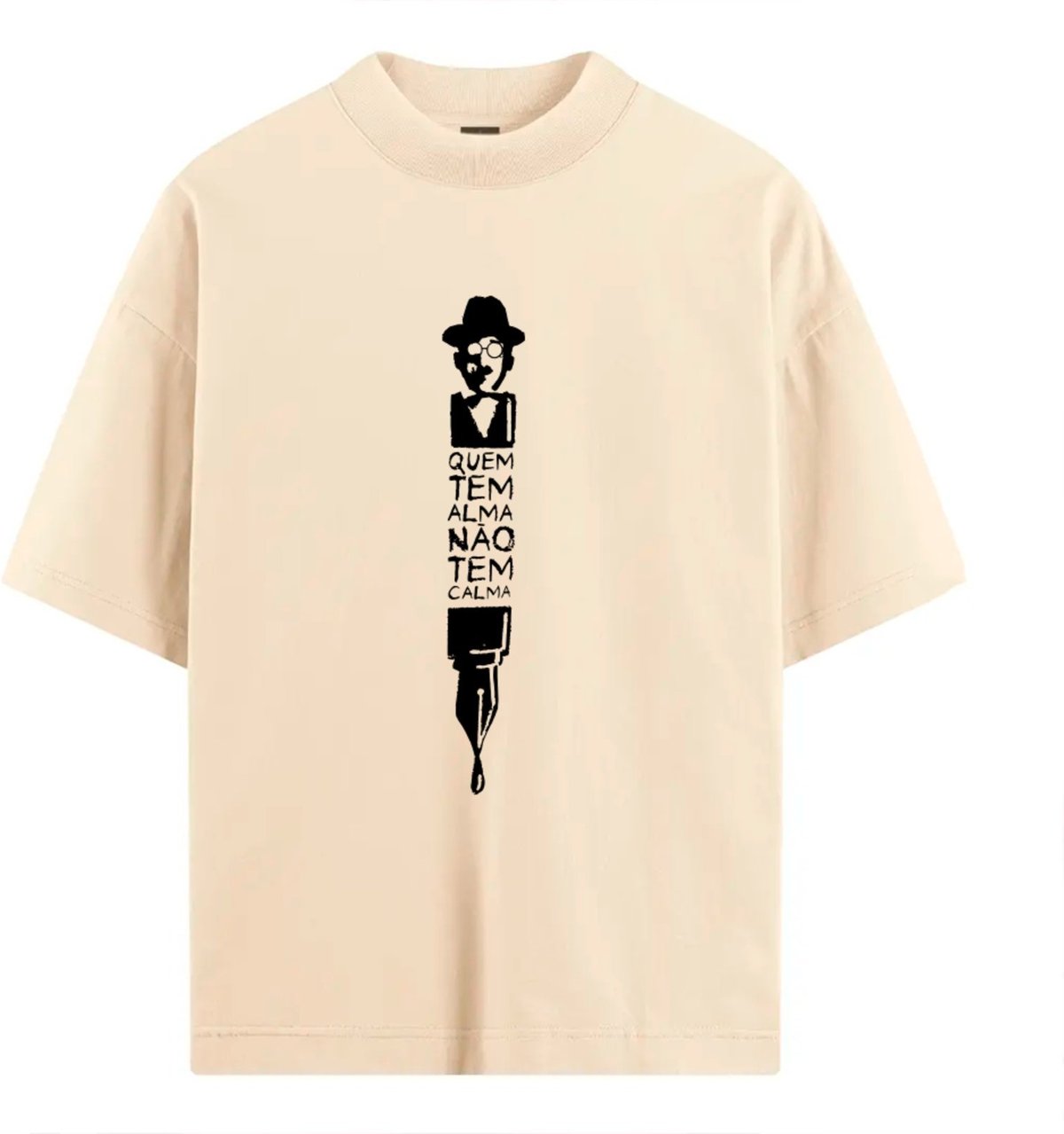 Imagem principal Camiseta Ousy Básica Frase Poética Alma Inquieta Cultura Literária Unissex Off White off-white white ousy off-white white