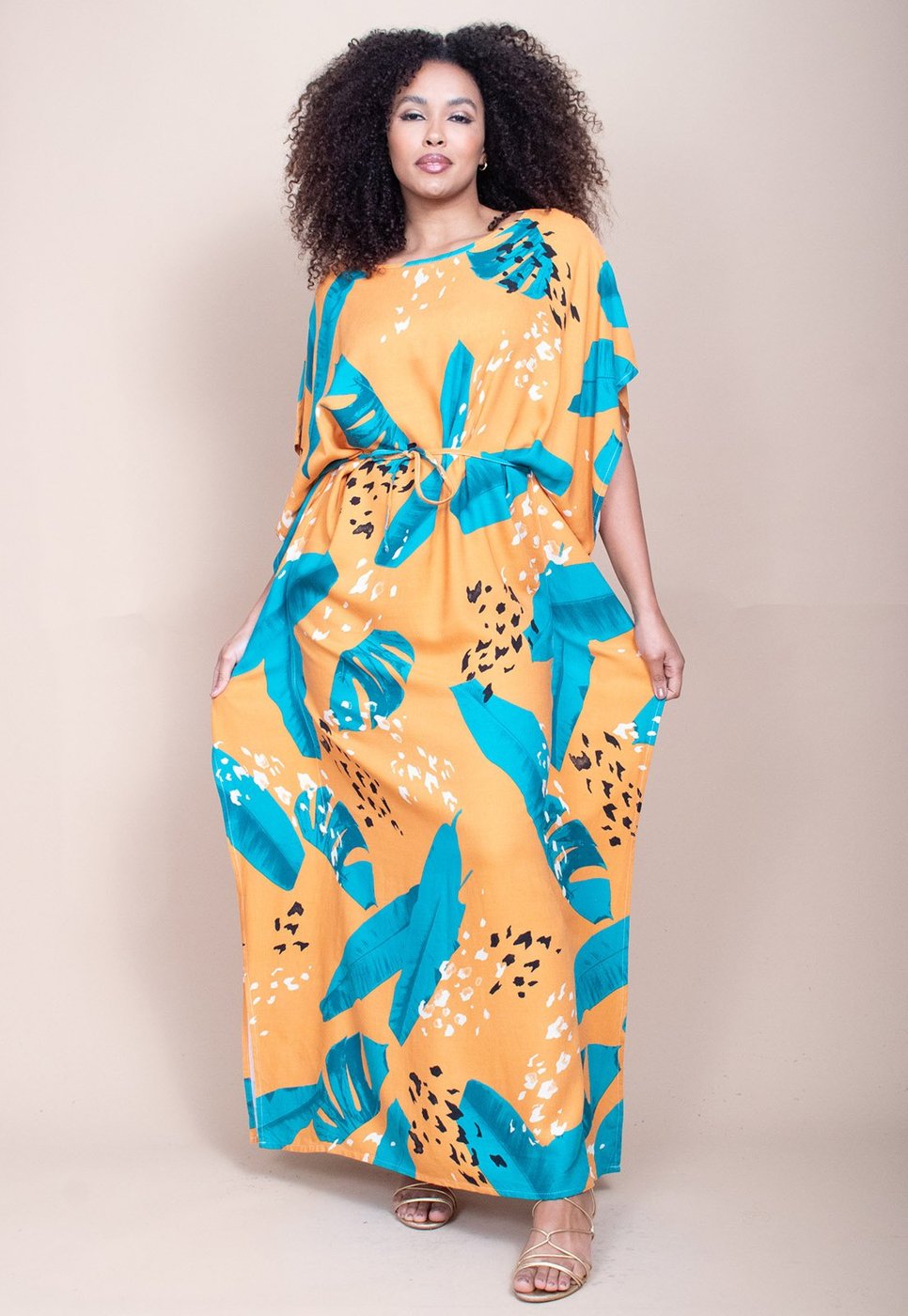 Vestido Longo Cabanafree Viscose Estampa Aurora Botânica