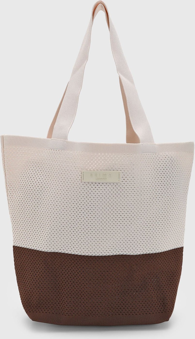 Bolsa Feminina Brizza Arezzo Grande Textura Telada Off-White