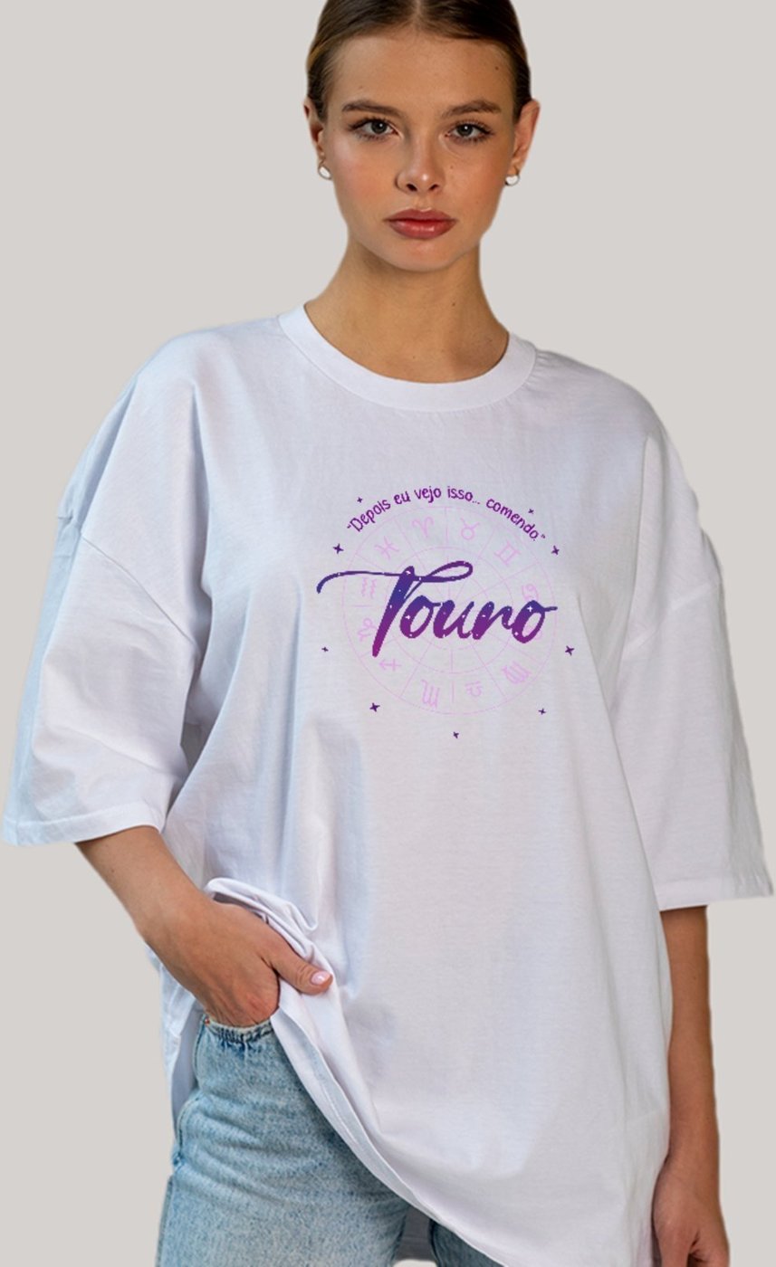 Imagem principal Camiseta Ousy Signo Touro Depois Eu Vejo Isso Comendo Oversized Unissex branco ousy branco