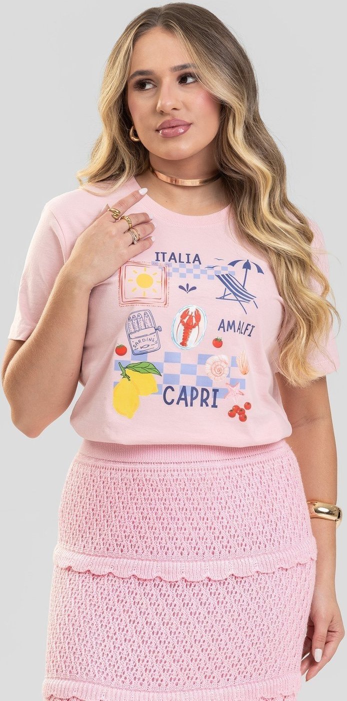 Camiseta Feminina Cianitas Estampa Itália
