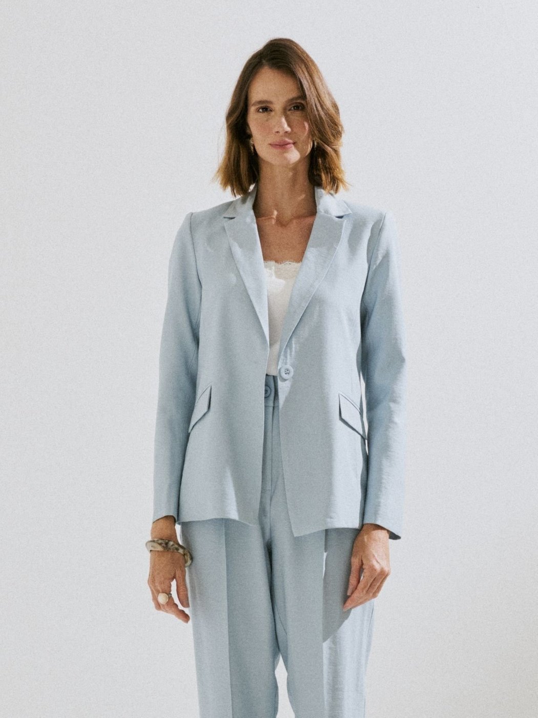 Blazer Via Lessa León Alfaiataria Alongado Claro