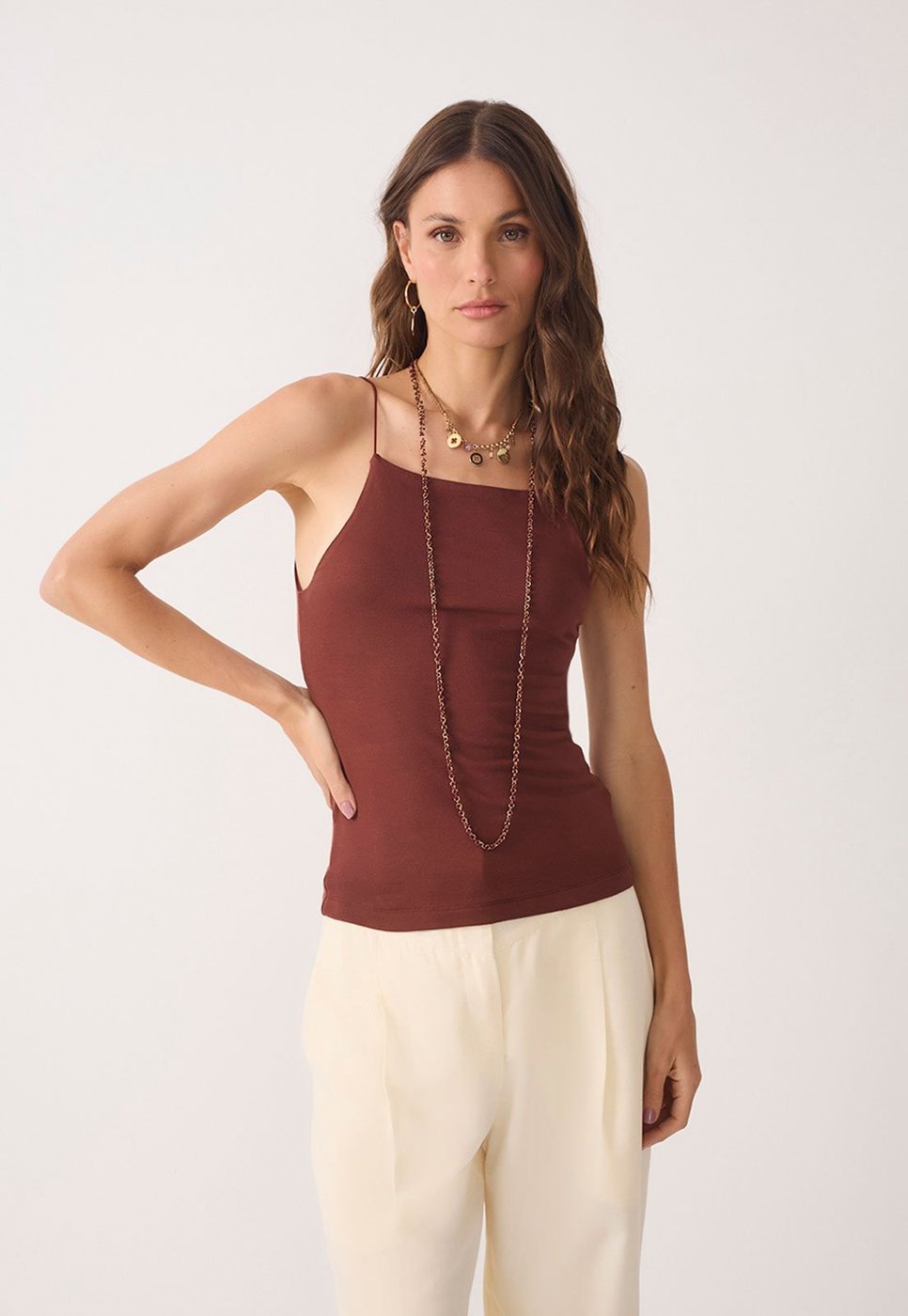 Imagem principal Blusa Feminina Dress To Alças Finas marrom Dress to marrom