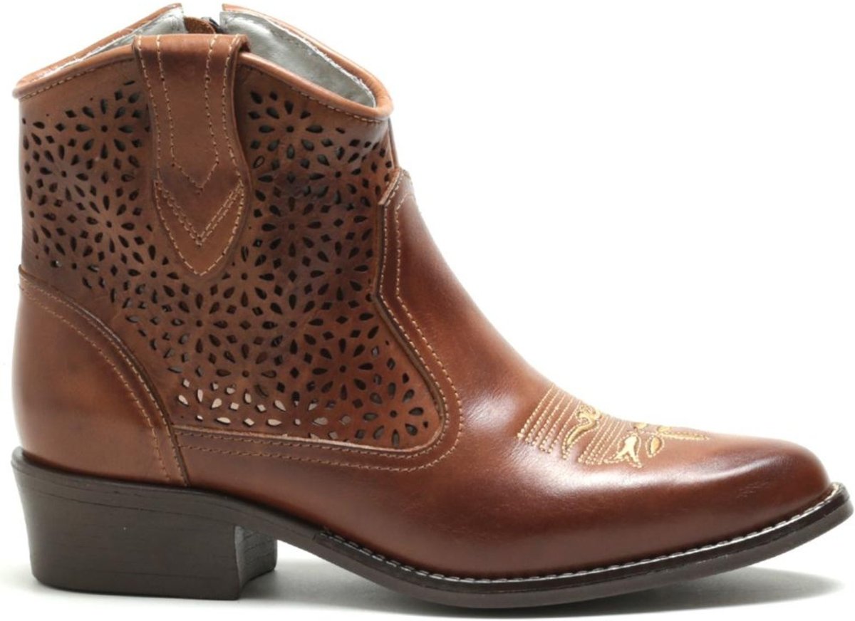 Bota Feminina Western Couro Look Stock Texana Cano Curto