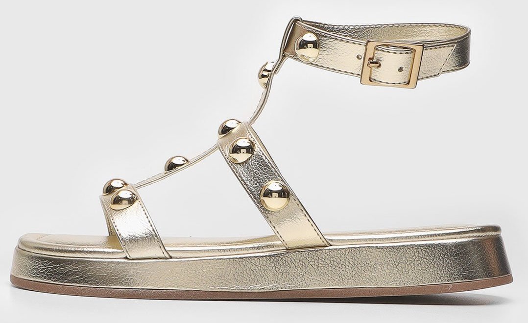 Rasteira Papete Via Uno Metalizado Dourada