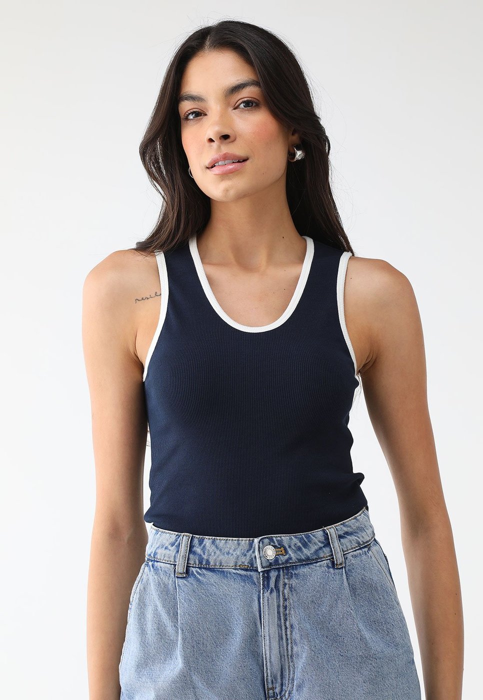 Imagem principal Regata Canelada Tommy Hilfiger Ajustada Vies Azul-Marinho azul marinho Tommy Hilfiger azul marinho