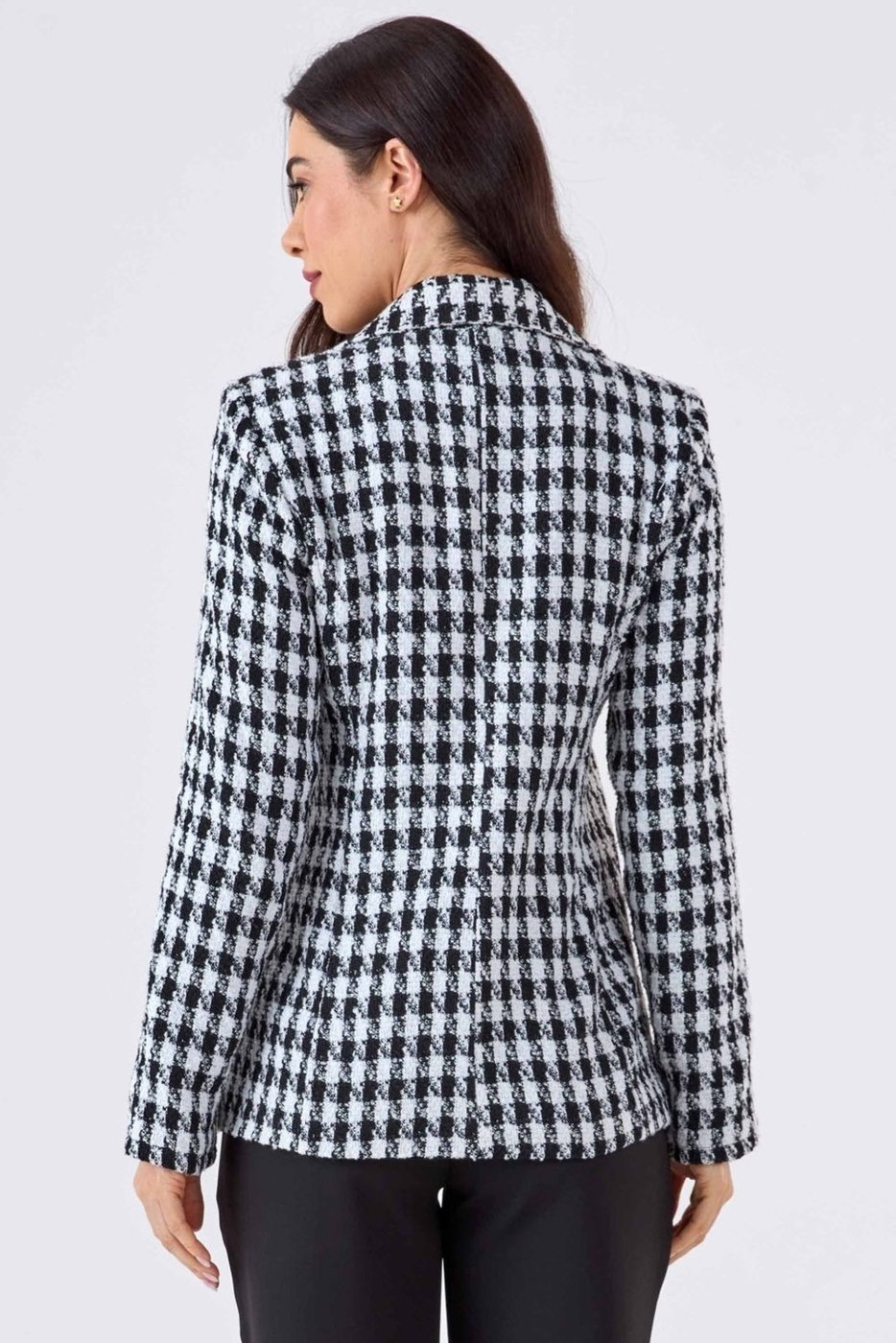 Blazer PKS Alfaiataria Tweed Preto e