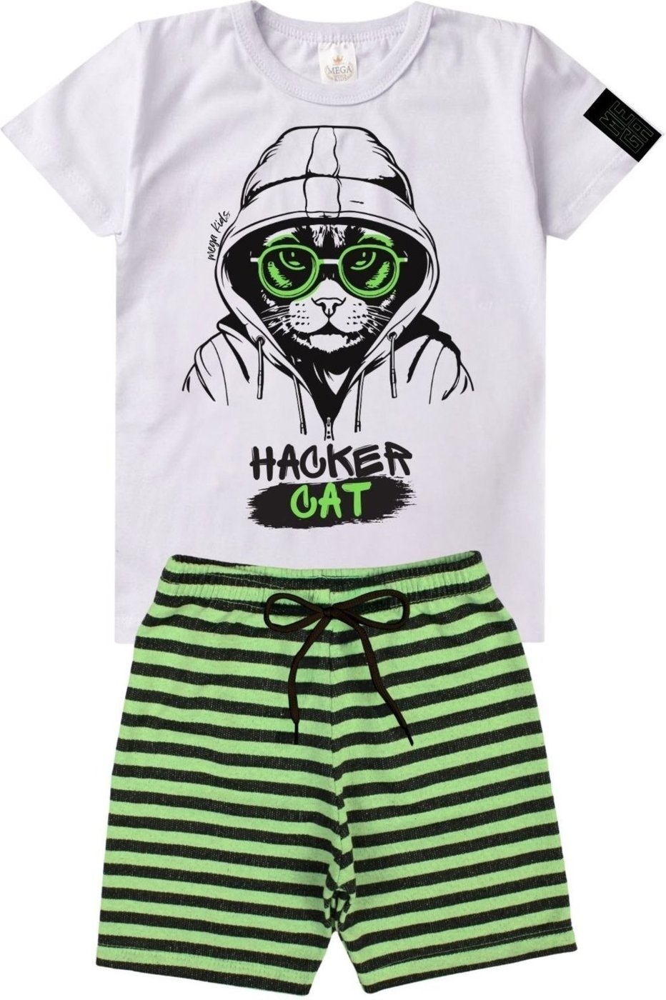 Imagem principal Infantil - Conjunto Verão Masculino Hacker Cat - Branco Mega Kids unico Mega Kids unico