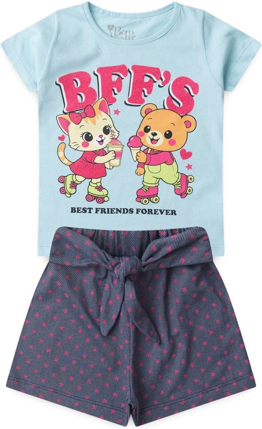 Imagem principal Infantil - Conjunto Bem Vestir Feminino Blusa e Shorts Estampa BFFS azul BEM VESTIR azul